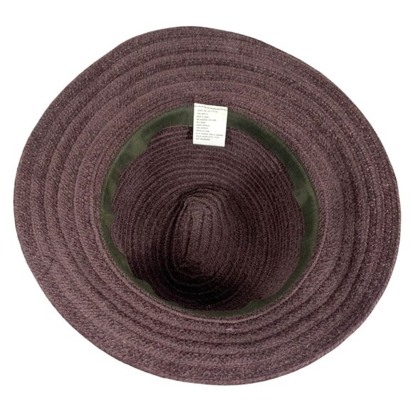 Womans Dusty Mauve Curl Brim Acrylic Bucket Derby Hat Beige Travel Classy EUC - Picture 4 of 8